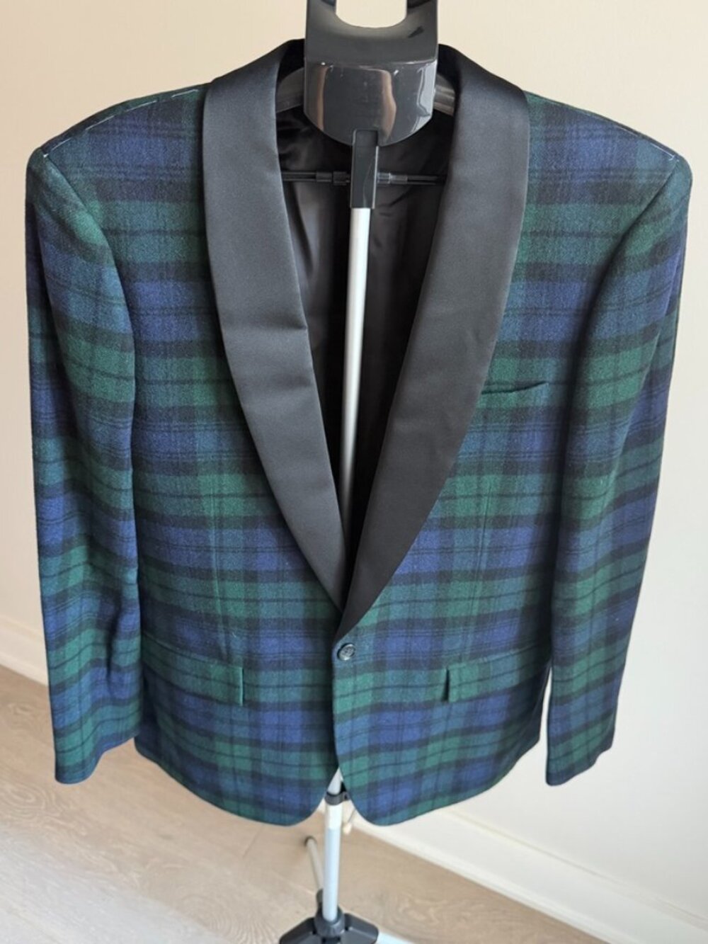 NWT - 2-pc - 77% Wool - J. Crew Green/Navy Plaid Tux (40L Jacket; 33 X 32 Pants)